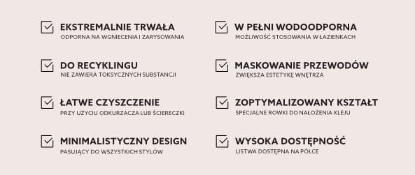 zalety Listwa przypodłogowa Durofit PF081C Cappuccino